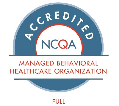 NCQA managed behavioral health organization red white and blue logo