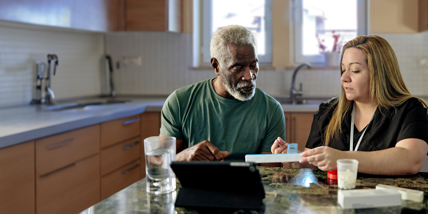 Patient and Caregiver in kitchen