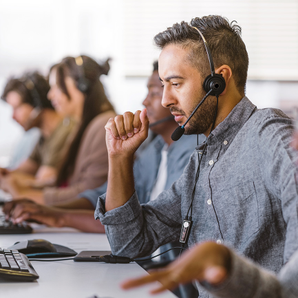 Man in call center