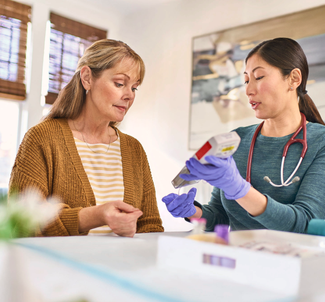 patient and caregiver at home