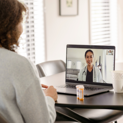 A patient attends a telehealth appointment via video call