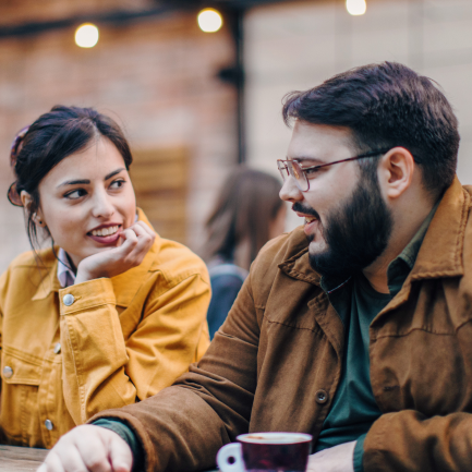 Couple enjoying coffee