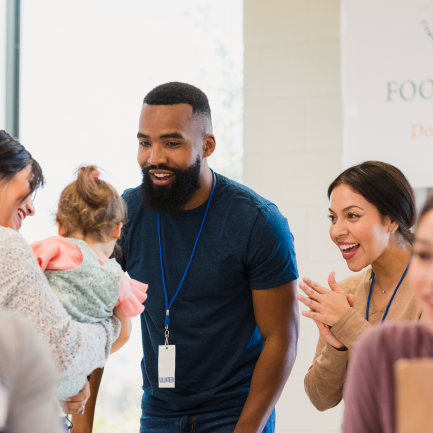  Healthcare professionals work with a young client