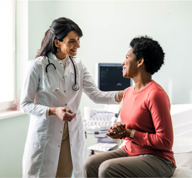 Caring doctor puts patient at ease