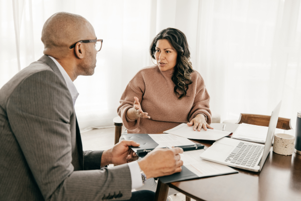 two people meeting in a professional setting