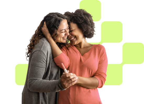 Female couple with plus grid background