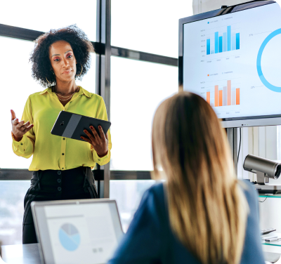 woman gives presentation