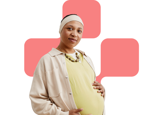 Pregnant woman with plus background