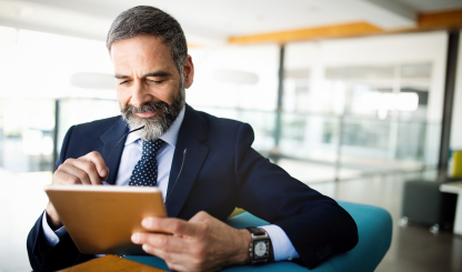 man using a tablet