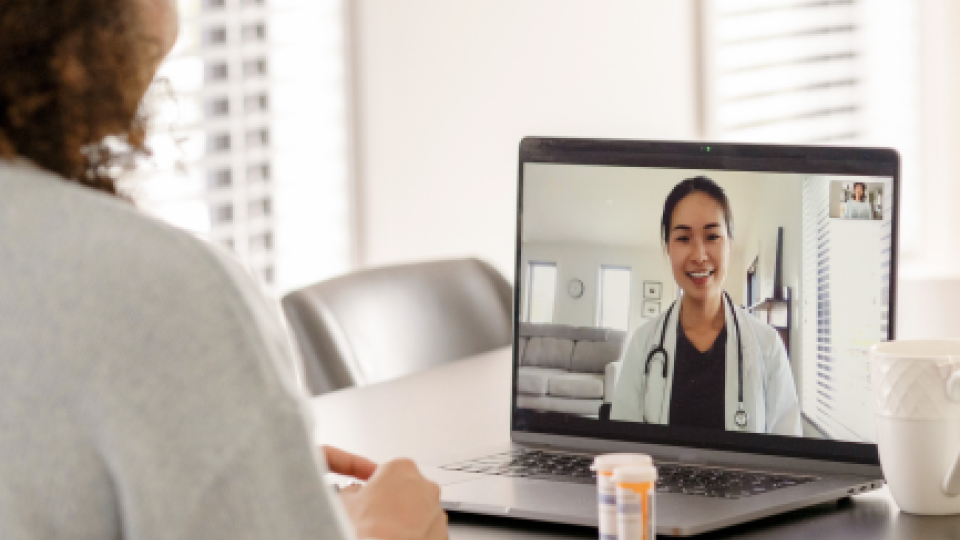 A patient attends a telehealth appointment via video call