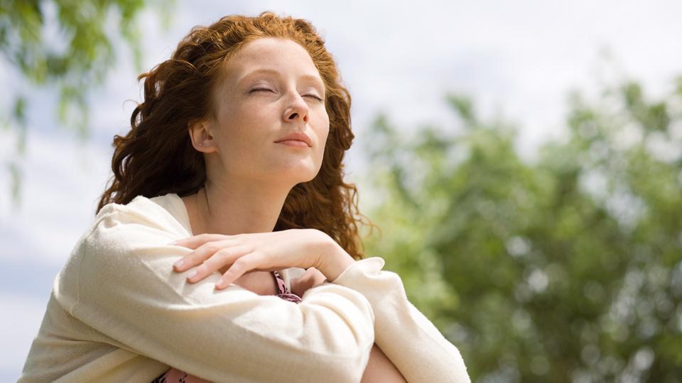 woman sitting outside