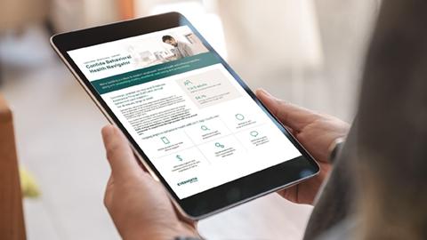 person viewing Evernorth Behavioral Health Navigator on a tablet