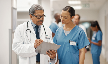 two health care providers in discussion