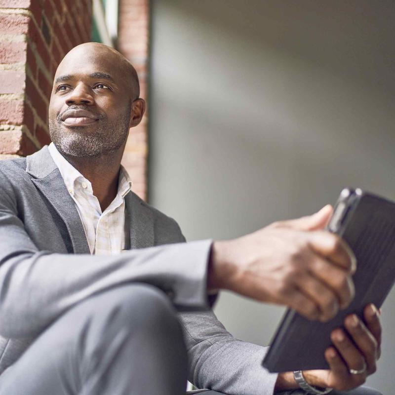 Man looking optimistic about his future with healthcare 