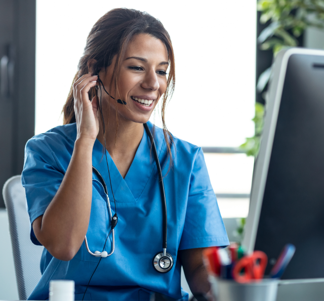 Medical professional on virtual health call