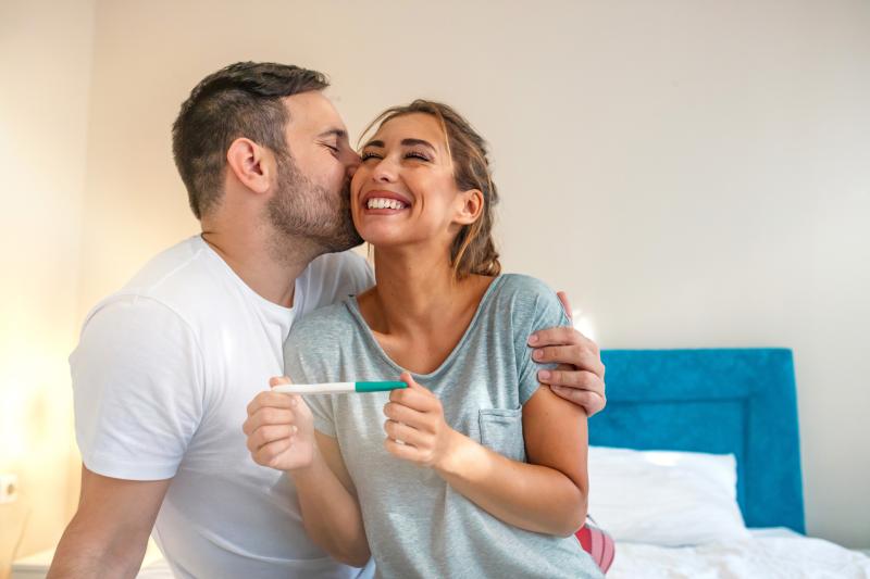 Couple with pregnancy test